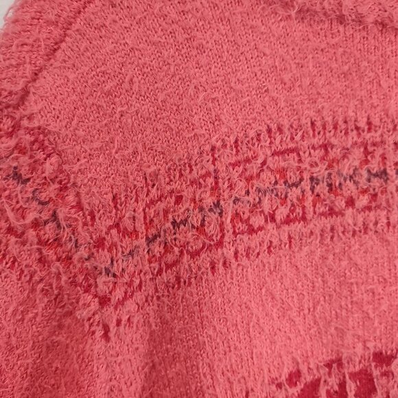 Women's Red/Orange Fuzzy Soft Cardigan - Picture 6 of 6